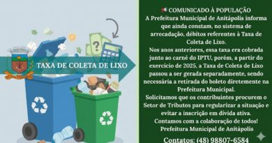 ATENÇÃO: TAXA DE LIXO